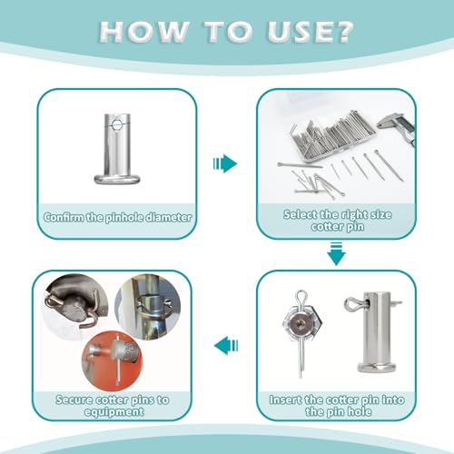 Cotter Pin Assortment Kit, 245pcs Hardware Pins 5 Sizes Stainless Steel Cotter Pins for Mower, Tractor, Motorcycle, Boat, Vehicle, etc.