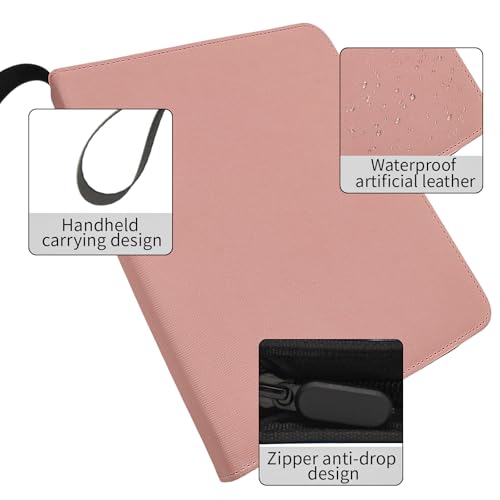 Image of Card Binder - 720 Capacity, Zippered Trading Card Holder for MTG, Sports & Collectible Cards - Acid-Free, Durable & Travel-Friendly Storage (Pink dots, 9 Pocke)