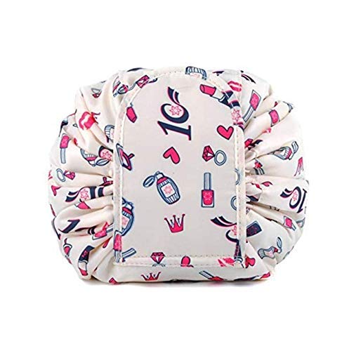 Image of Maharsh Polyester Convenient Waterproof Multifunction Portable Lazy Travel Cosmetic Large Capacity Storage Bag Travel Pouch With Drawstrings (White), 12 Cms
