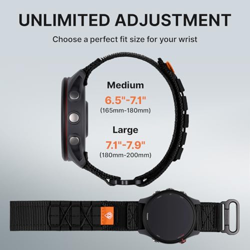 Image of Bandletic Compatible with Garmin Forerunner 255 Watch Band, 22mm Quick Rugged Release Soft Sport Nylon Strap for Forerunner 265 /Venu 2 /3 /4 45mm /Vivoactive 4 /Galaxy Watch 3 45mm /PACE 3 /4 /APEX 4 42mm