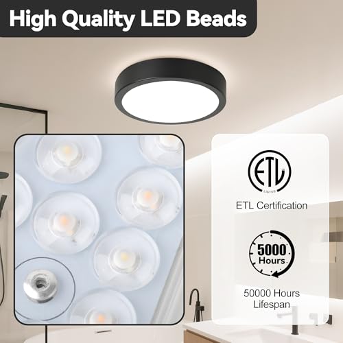Image of 11 inch LED Flush Mount Ceiling Light, Black Mordern Ceiling Lighting with 5CCT 2700K-5000K, Dimmable LED Light Fixtures Ceiling Mount for Kitchen Bathroom Bedroom Hallway, 2 Packs