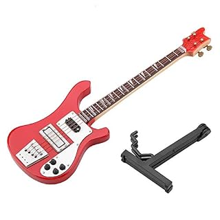 Guitare Miniature Modèle de Guitare en Bois Rouge avec Support et Étui, Modèle d’Instrument Cadeau d’anniversaire de… - Les Beatles, Paul McCartney, John Lennon, RIngo Starr, George Harrison