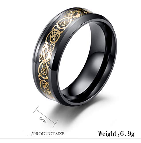 Image of HIJONES Unisex Carbide Fiber Celtic Dragon Spinner Ring Stainless Steel Wedding Spins Band