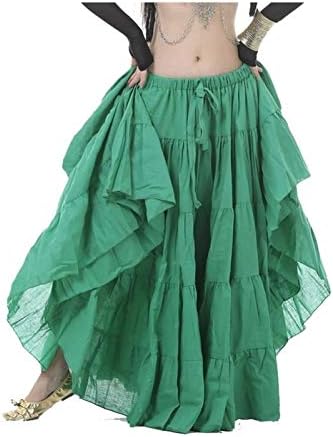 BFBSMZD Tribal Dance Skirt,Women's Tulle Midi Skirt,Belly Dancer Posing in Skirts,Belly Dance Linen Dance Skirt