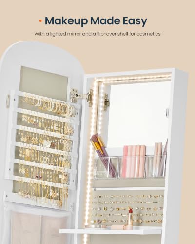 Image of SONGMICS HOME 360 Swivel Jewelry Cabinet Standing, Mirror with Storage