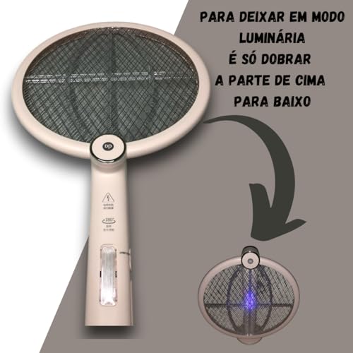 Super Raquete elétrica 2 em 1 Luminaria Armadilha Repelente Luz Led UV Lampada Choque 3000V Mata Mos