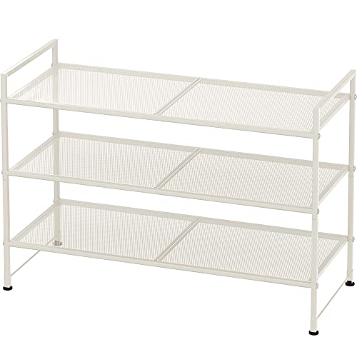 Image of Simple Houseware 3-Tier Stackable Mesh Shoe Rack, White