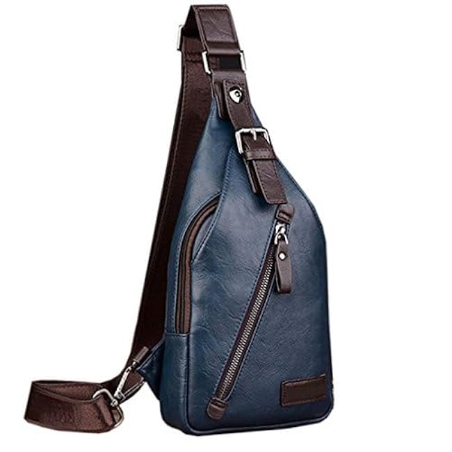 Hebetag Leather Sling Bag Crossbody Backpack for Men Women Travel Outdoor Camping