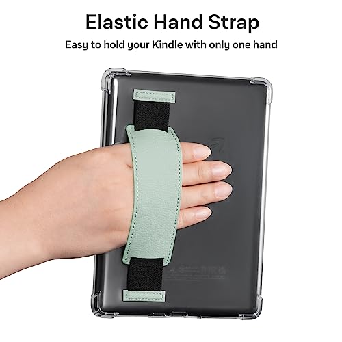 Image of CoBak Clear Case for 6 inch E-Reader 2024 and 2022 (11th Generation) with Elastic Hand Strap - Ultra-Slim Soft TPU Transparent Cover, Lightweight & Durable Protection.SageGreen