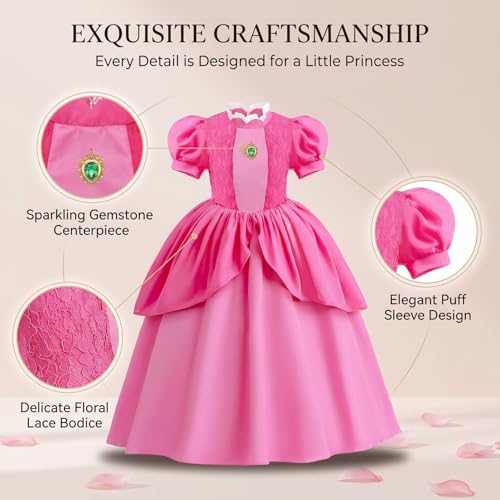 Disfraz completo de princesa color rosa para niñas 7-8 años miniatura 4