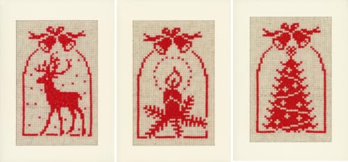 Image of Vervaco Christmas Symbols Card Cross Stitch Set, Multi-Colour