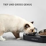PETKIT CYBERTAIL Katzen Erhöhte Schüssel Edelstahl, Gekippter Hund Katzen Erhöhte Futternäpfe Lebensmittelqualität, rutschfeste No Spill Haustier Fütterungsschalen für Katzen und Kleine Hunde