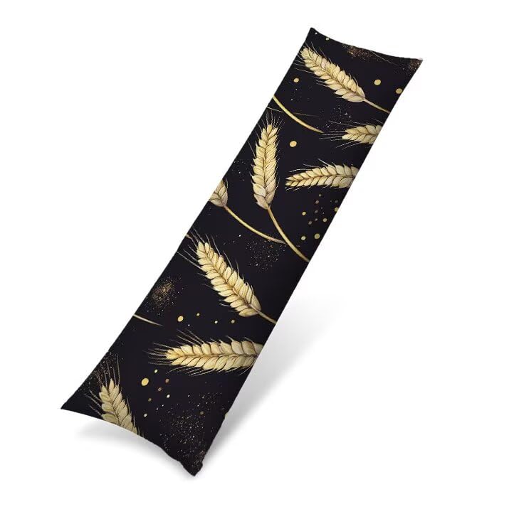 Funda de Almohada Larga 55x165 cm, Terciopelo Funda para Almohada de Cuerpo Ultra Suave para Dormir de Lado, Fundas de Cojín Decorativa con Cremallera Invisible Extra Larga, negro trigo 0J-295