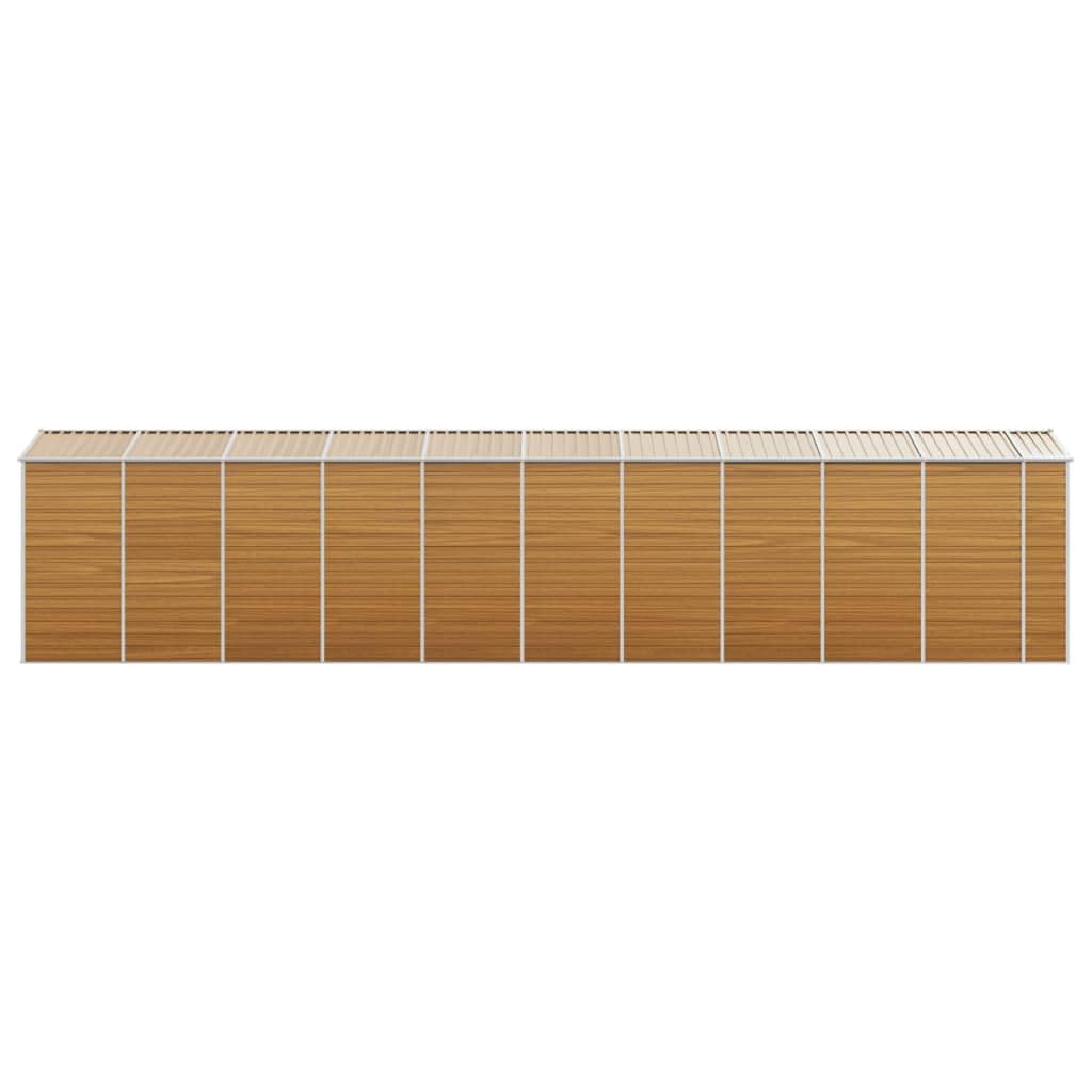 Casetta porta attrezzi marrone chiaro, 191 x 895 x 198 cm, in acciaio zincato, con maniglie, drenaggio del tetto obliquo, 4 aperture di ventilazione, spazio per attrezzi e tosaerba, marrone