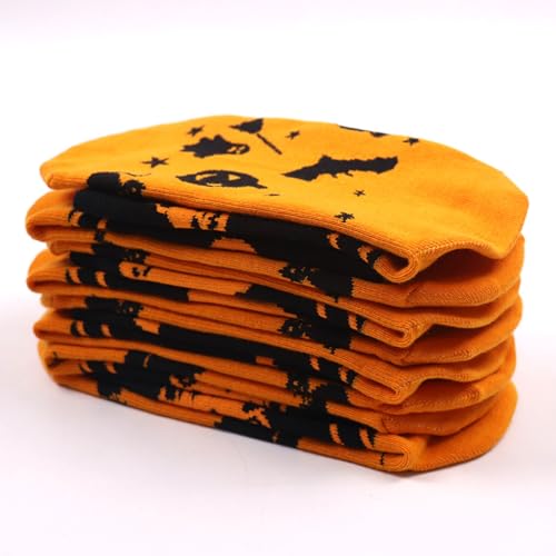 SherryDC Men's Halloween Pumpkins Bats Novelty Fun Crew Length Casual Dress Socks 2-Pack4