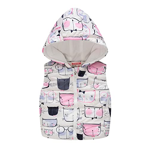Toddler Boys Girls Winter Sleeveless Print Coat Hooded Jacket Thicken Windproof Zipper Warm Outwear Kids Jackets Boys