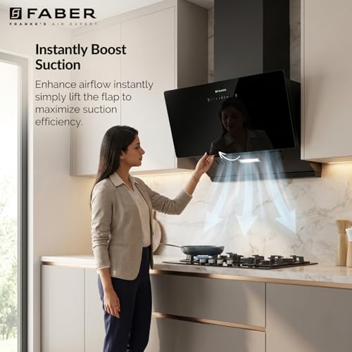 Image of Faber Hood Trendy 90cm 1500 m /hr BLDC Autoclean Slant Shape Chimney | Built In Oil Collector | Touch & Gesture Control | 12Yr Motor,2Yr Comprehensive Warranty by Faber | TRENDY IN BLDC HCSCFL BK 90
