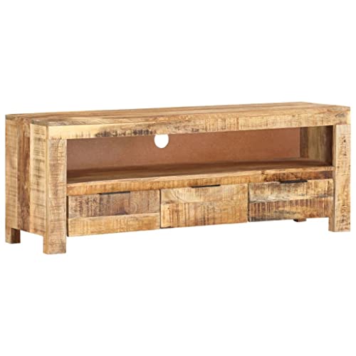 YNGBHFNOP Meuble TV 110 cm en Bois de Manguier Massif Brut, Buffet Bas Moderne pour Salon et Salle à Manger, Rangement Élégant pour Téléviseur, Console...