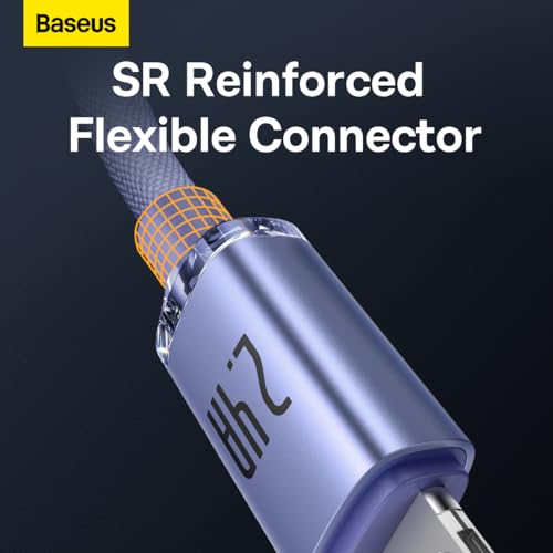 Baseus Crystal Shine Series USB naar iP snellaadkabel, 2,4 A, paars, 2 m - Afbeelding 3