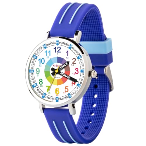 Kiddus Lernuhr für Kinder, Analoge Armbanduhr für Jungen und Mädchen ab 5 Jahren, 3ATM und 5ATM, Erste Kinderuhr mit Stunden und Minuten, Geschenk für Mädchen zum Lernen