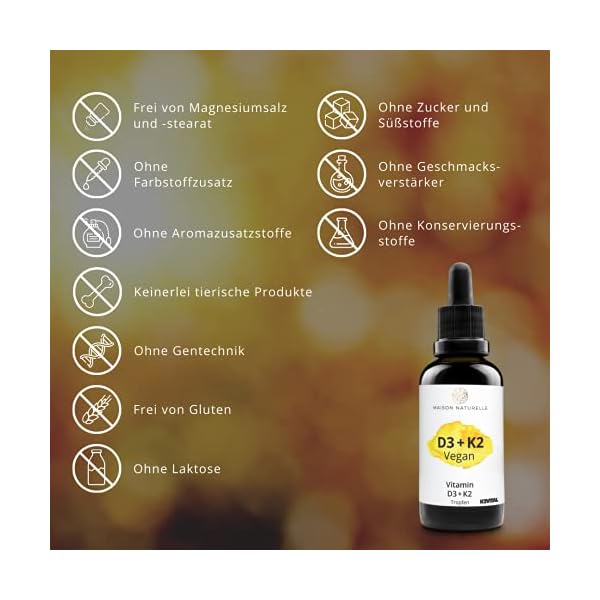 MAISON NATURELLE® D3+K2 Tropfen Vegan (1020 Stück) – Vitamin D3 K2 – Vitamin D3 Vitamin K2 hochdosiert D3 K2 Tropfen… – Bild 6