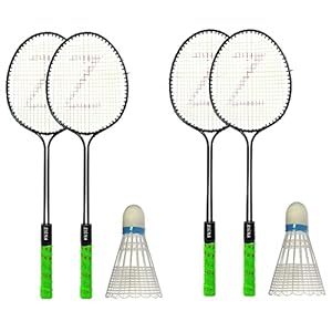 Klapp Zigma Badminton Set; Pack of Four Badminton Set with 2 Pcs Shuttlecock with Cover