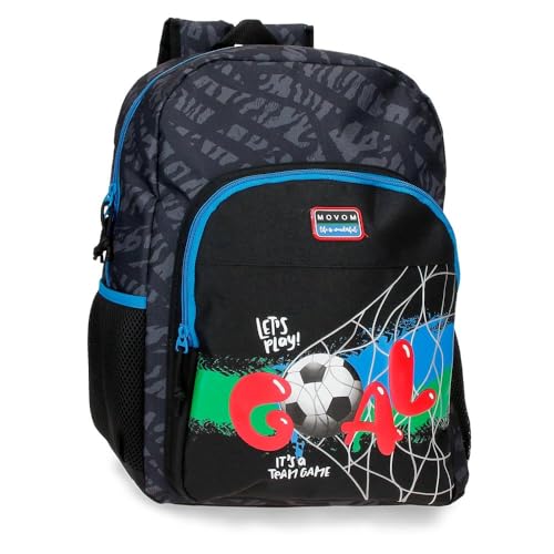 Sac à dos Movom Offside noir avec grand compartiment de 15.6L en toile polyester étanche