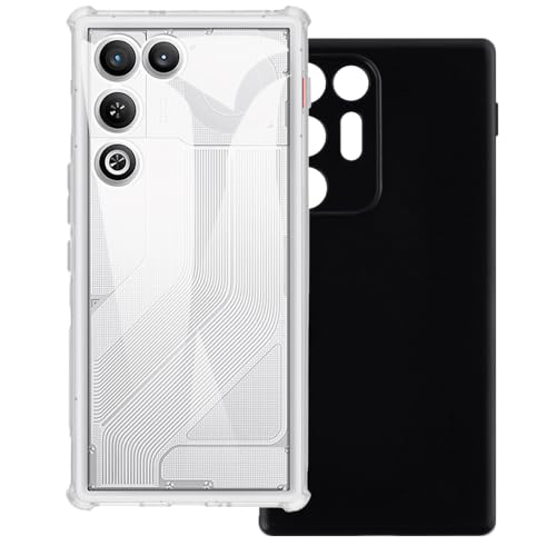 UOGNADGD 2�� TPU�P�[�X ZTE Nubia Red Magic 11 Air Trace 5G �Ƃ̌݊������� �X�}�z�J�o�[ - �ϏՌ��t���L�V�u���ی�A�N�Z�T���[ �����J�b�g���H (�N���A+�u���b�N)