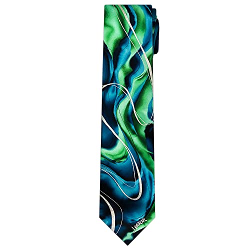 Jerry Garcia Collectors Edition Mens Rhino and Puppy Artwork Regular Length Neck Tie - Teal