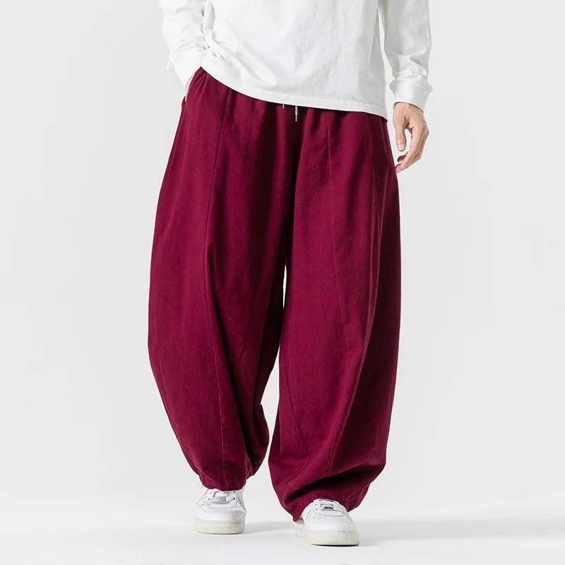 Men Korean Wide Leg Pants Male Loose Casual Trousers Soild Color Chinese Style Streetwear Joggers Cargo Pants3