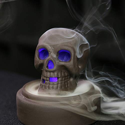 Gracesdawn Creative Windproof Led Lampshade Skull Head Purple Clay Backflow Incense Burner, Aromatherapy Decoration Home Decoration, With Backflow Incense Cone #TOP16
