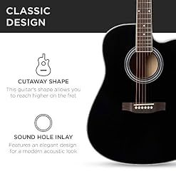 Best Choice Products Guitare acoustique pour débutant de 104,1 cm avec étui, sangle, capo, cordes, médiators, accordeur – Noir - Les Beatles, Paul McCartney, John Lennon, RIngo Starr, George Harrison Best Choice Products Guitare acoustique pour débutant de 104,1 cm avec étui, sangle, capo, cordes, médiators, accordeur – Noir – Image 6