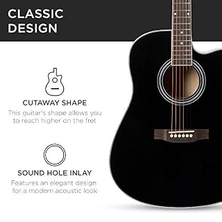 Best Choice Products Guitare acoustique pour débutant de 104,1 cm avec étui, sangle, capo, cordes, médiators, accordeur – Noir - Les Beatles, Paul McCartney, John Lennon, RIngo Starr, George Harrison Best Choice Products Guitare acoustique pour débutant de 104,1 cm avec étui, sangle, capo, cordes, médiators, accordeur – Noir – Image 6