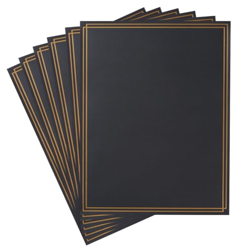 60 Pack Stationery Set Paper with Gold Border, 8.5x11 Inch, Black