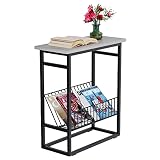 Unglehome End Table, Narrow Nightstand, Skinny Bedside Tables, Small Side Table for Small Spaces wit
