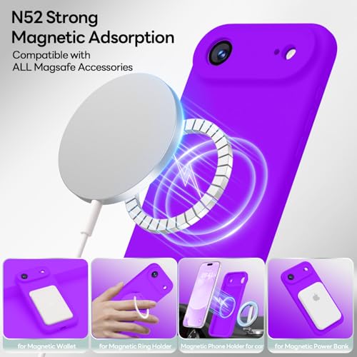Image of LOVE 3000 Designed for iPhone Air Case, Premium Silicone [Compatible with Magsafe][Soft Anti-Scratch Microfiber Lining] Shockproof Protective Phone Case for Men Women 6.5 inch, Neon Purple