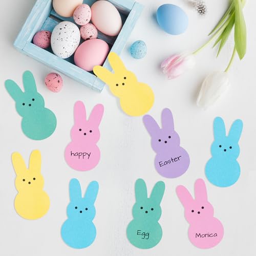 Image of Easter Glitter Bunny Cutouts - 100Pcs Colorful Rabbit Paper Cutouts Spring Bunny Peeps Paper Die Cut with Glue Points for Kids Party Classroom Office Bulletin Board Decorations Craft Projects Supplies