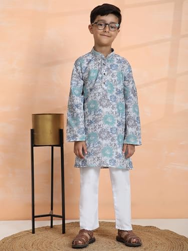 Image of Pro-Ethic Style Developer Boy's Cotton Embellished Kurta Pajama for Baby Kids Ethnic Wear (S-166)