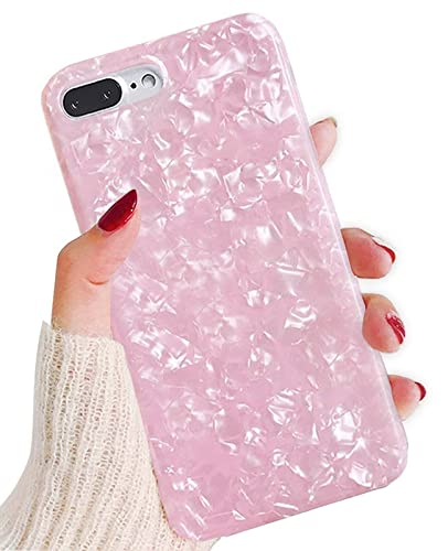 J.west Case Compatible with iPhone 8 Plus / 7 Plus Case, Cute Ultra Thin [Tinfoil Series] Macaron Color Bling Lightweight Soft TPU Case Cover (Pink)