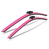 ClixWipers 22' + 22' (Set of 2) Pink All Weather Premium Automotive Replacement Windshield Wiper Blades, Passenger and Driver Side Winter Wiper Blades for Various Car Models