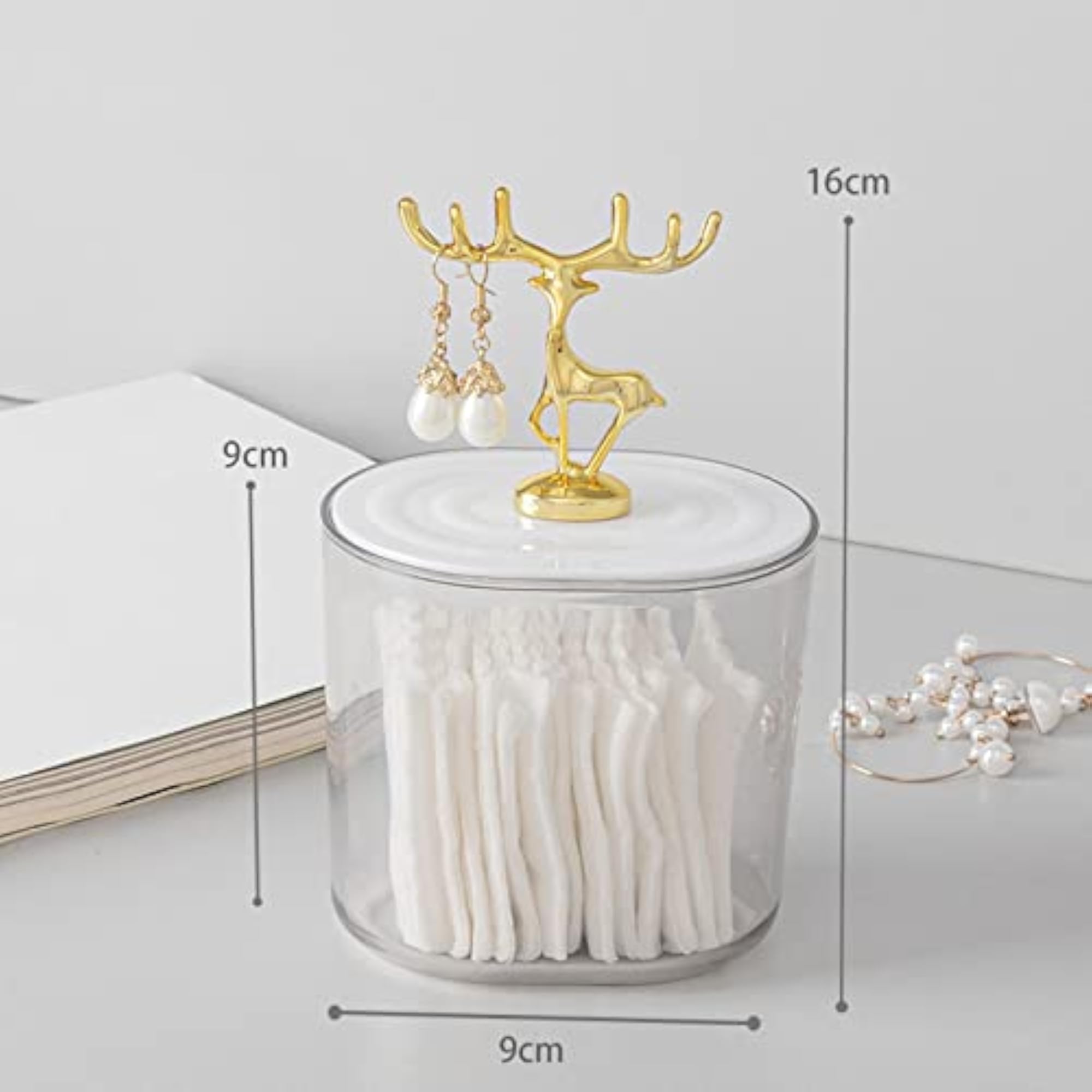 5Xabs Cosmetic Cotton Pad Holder with Lid, Storage Organization Dispenser