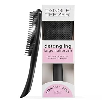 Tangle Teezer Grande Ultimate Detangler - Spazzola Grande Districante capelli spessi, ricci e lunghi - Bagnati e Asciutti - Setole doppie, anti-rottura, scioglinodi - Superficie Ampia - Nero