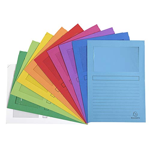 Exacompta 50250E 25er Pack Fenstermappen Super PEFC zertifiziert Karton 160g/m² praktisch und robust für DIN A4 farbig sortiert Dokumentenmappe Einschlagmappe