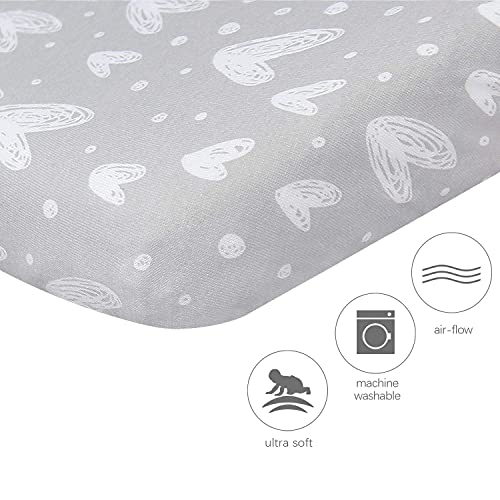 Changing Pad Cover Cotton, Diaper Changing Pad Cover 2 Pack, Ultra Soft Baby Changing Table Cover, Changing Pad Covers For Boys & Girls, 32''×16'' Changing Table Sheets, White & Grey Prints #TOP1