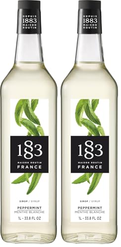 Image of 1883 Peppermint Syrup for Drinks, Made in France, 1 Liter Plastic Bottle (Pack of 2)