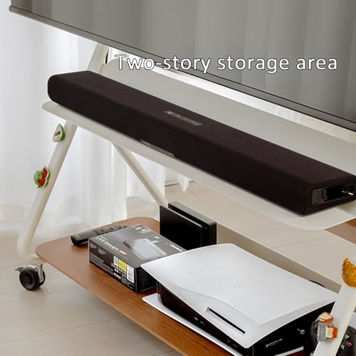 Soporte móvil para TV ajustable con ruedas y espacio doble de almacenamiento miniatura 2