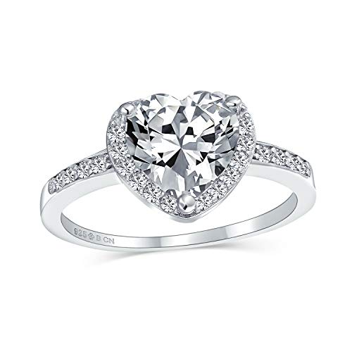 Bague solitaire coeur argent 925 contre le ternissement avec oxyde de zirconium