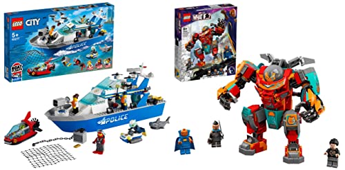 Image of LEGO Patrol Boat 60277+Tony Stark's Sakaarian Iron Man 76194 - (Set of 2 Toys)