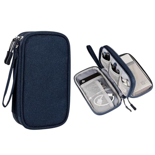 HAWEE ガジェットポーチ スマホ ショルダー バック サンワダイレクト トラベルポーチ 旅行 出張 便利グッズ マウス ケーブル モバイルバッテリー 収納ポーチ多機能防水 収納袋 ハードディスク データケーブル イヤホン Uディスク USBフラッシュドライブ 収納袋 選べる 使いやすくて大容量 (ブルー)