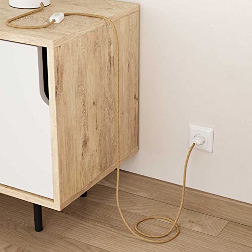 creative cables Fil Électrique Rond Recouvert en Jute RN06-5 Mètres, 2x0.75 – vue 3